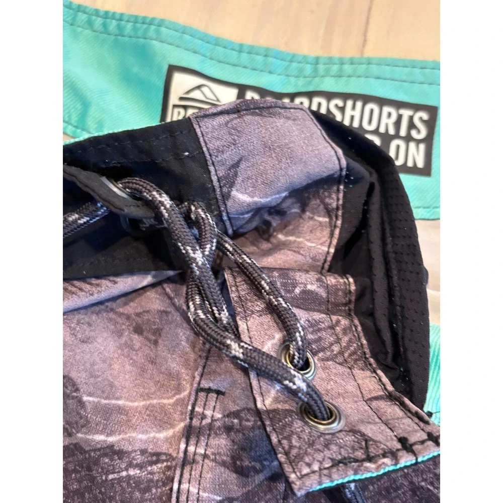 Reef Mens Fish Print Board Shorts Gray Black Performance‎ Surf Swim Trunks 36-37